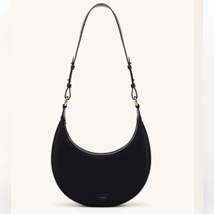 JW PEI Black Crescent Shoulder Bag with Gold Hardware